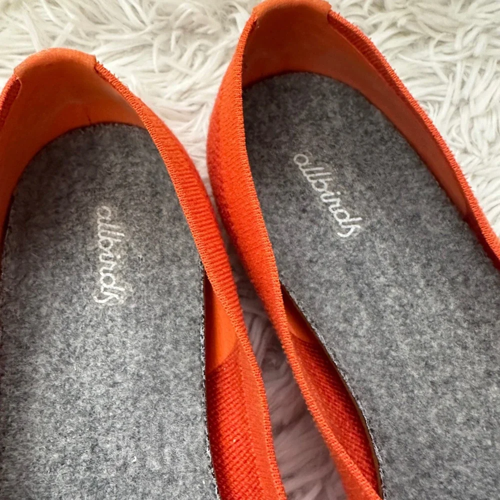 Allbirds Tree Breezers Knit Ballet flats Vibrant Orange Lightweight sz 8.5
